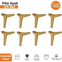 Piko 14 Cm Altın 8 Adet Koltuk Baza Tv Ünitesi Yatak Odası Konsol Çocuk Ve Genç Odası Ayağı Altın