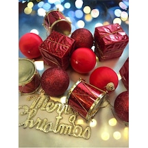 13 Parça Noel Çam Ağacı Süsleme Chrismistmas Yeni Yıl Yılbaşı Noel Çam Ağacı Süsü Lüx 13 Parça 1 Trompet Çanı Kırmızı