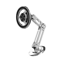 Soulader 360 Derece Dönebilen Ve Geri Çekilebilen Manyetik Araç İçi Telefon Tutucu, Kolay Kullanım İçin Pratik Araba Aksesuarı Gümüş