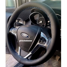 Ford Focus 3 Dikmeli Direksiyon Kılıfı Mavi Ipli ( 38×10.5Cm )