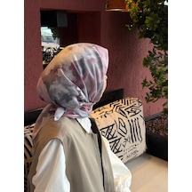 Qalortex Scarf Pamuklu Soft Roza Desen Eşarp-gumus/gul Kurusu gül kurusu