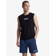 Koton Pamuklu Cepli Straight Fit Beli Bağcıklı Baskılı Spor Şort Lacivert 6sam40142nk