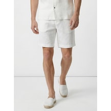 Xint Beyaz %100 Keten Regular Fit Şort 180291