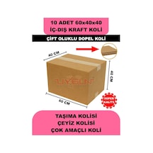10 Adet 60x40x40 Ev Taşıma Kolisi, Çeyiz Kolisi, Boş Koli, Çift Oluklu Ksssk Dopel