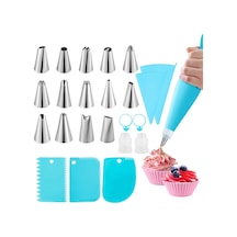 Ximistore9 Pasta Dekorasyon Seti: 14 Paslanmaz Çelik Uç, 2 Yeniden Kullanılabilir Silikon Poşet, 3 Spatula Ve Aksesuarlar İle Pasta, Cupcake Dekorasyonu Diğer
