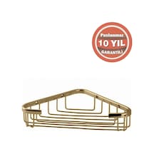 Çelik Banyo Paslanmaz Pirinç 1'li 18x18 Cm Şampuanlık Banyo Rafı Altın Gold Gold