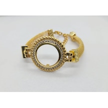 Soma Tesbih Çeyreklik Pirinç Lak Kaplama Bileklik Örme Hasır Model Taşlı Yuvarlak Çerçeve Altın