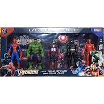 5'li Işıklı Kutulu Süper Kahraman Seti Hulk Örümcek Adam Ironman Batman Kaptan Amerika