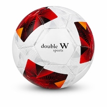 Double W Sports Dikişli Futbol Topu No:5 Kırmızı Beyaz Antrenman Topu Beyaz - Kırmızı