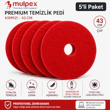 Mulpex Premium 43 Cm Kırmızı Zemin Temizlik Pedi 5 Li Paket Yer Yıkama Makinesi Pedi