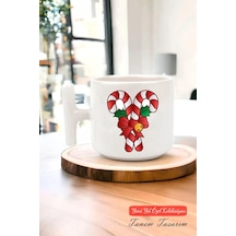 Yeni Yıl Yılbaşı Noel Tasarımlı T Kulp Seramik Kupa 128 Beyaz