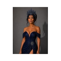 Diamond Veil Crown Alınlıklı Gelin,kına,nişan,söz,after,bride,party Taç Lacivert - 885835840 Lacivert