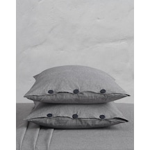 Chambray 100% Pamuklu Yıkamalı Iplik Boya 2 Adet Yastık Kılıfı An
