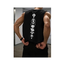 Caddemia Yaz Eğlence Spor Fitness Gevşek Uzay Gezegen Desen Baskılı Rahat Ve Nefes Alabilir Yuva Siyah