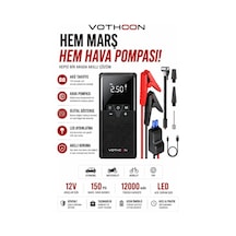 12000 Mah Akıllı Akü Takviye Ve Dijital Hava Pompası Akım Korumalı