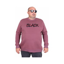 Moc Grande Mocgrande Erkek Büyük Beden Sıfır Yaka 3ip Sweat Black 24202 Eflatun