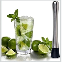 Paslanmaz Çelik Mojito Tokmağı Kokteyl Muddler, Siyah Silikon Uçlu, Mojito Ve Karışık İçecekler İçin Bar Ezici