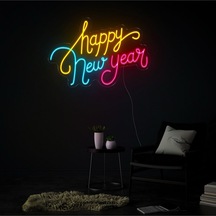 Happy New Year Yazılı Neon Tabela Çok Renkli