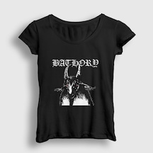 Presmono Kadın Goat Bathory T-shirt Siyah