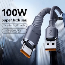 100w Süper Hızlı Şarj Kablosu Type C 1.5m Dayanıklı Dokuma Veri Aktarımlı 1.5 M
