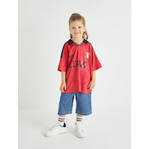 Koton Oversize Tişört Spor Baskılı Kısa Kollu Polo Yaka Kırmızı Desenli 4skb10816tk Kırmızı Desenli Kırmızı