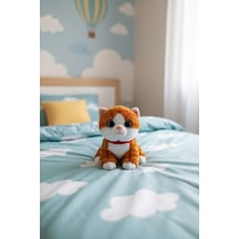 Miyavlayan Peluş Kedi 25 Cm - Yumuşacık Tüylü Sesli Uyku Arkadaşı Ve Hediye Kedi Oyuncak Turuncu