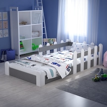 Tuliplifeyapımarket Tuliplife Montessori Karyola Beyaz-Antrasit Çocuk Yatağı -314 Antrasit - Beyaz