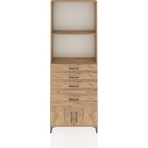 Arges Dolap 2 Raflı 4 Çekmeceli 2 Kapaklı 88x30x243 Çam-çam Çam