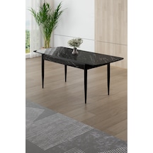 Canisa Asfel Serisi Mdf 77x130 Siyah Mermer Desen Yandan Açılabilir Mutfak Masası Siyah Mermer Desen Masa