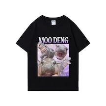 Flood Of Style Moo Deng Kabarık Domuz Tayland'da Bebek Komik Meme T-shirt Erkek Kadın Kawaii Streetwear T-sh Siyah