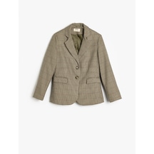 Koton Kruvaze Blazer Ceket Uzun Kollu Cep Detaylı Viskon Karışımlı Kahverengi Ekose 5wkg20084aw Kahverengi Ekoseli Kahverengi