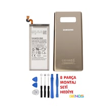 Samsung Galaxy Uyumlu Note 8 Sm-n950f N950u Batarya Pil 3300 Mah+arka Pil Kapağı Cam+montaj Set Gold