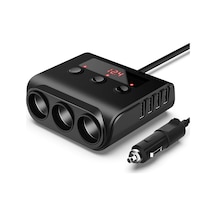 Geeroyoo 100w Yüksek Güçlü Araç Şarj Cihazı: 3 Priz, 4 Usb Portlu, Led Voltaj Göstergeli, On-off Anahtarlı, Araba, Kamyon, Suv İçin