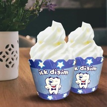 Diş Partisi İlk Dişim Mavi Muffin Kek Ve Cupcake Kapsülü 25 Adet