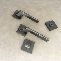 Rivax Anka Mat Antrasit Gri Zamak Kare Rozetli Wc Banyo Kapı Kolu 1 Takım