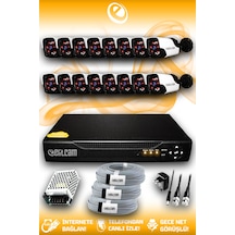 Elitcam 16 Kameralı Panda 16 Dış Kamera Set HDD'siz Full HD Gece Görüşlü Güvenlik Kamerası Sistemi
