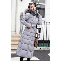 Barbora Günlük Kışlık Tam Boy Şişme Kadın Mont Bt180Gri