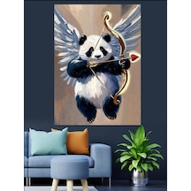 Ahşap Tablo Komik Panda Ok Atıyor İnsan Figürlü Tablolar