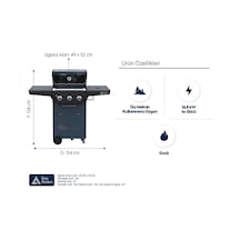 Aygaz X350 Klasik Lpg'li Barbekü - Led Işıklı, Pratik Kullanım, Geniş Izgara Alanı, Gri Mavi Gri