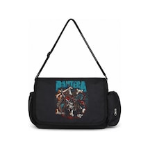 Sevbano Pantera Rock Metal Müzik Grubu Baskılı Unisex Okul, Spor, Ofis Ço Siyah