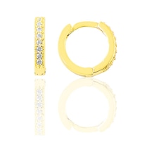 Gümüş Altın Yaldızlı Zirkon Taşlı 12 Mm Halka Küpe N11.35165