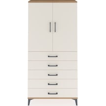 Arges Dolap Tek Raflı 5 Çekmeceli Tek Askılı 88x30x182 Çam-ay... Çam