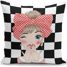 Kırlent Dünyası Fashion Girl Dijital Baskılı Kırlent Kılıfı (367542479)