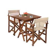 Yönetmen Katlanır Ahşap Bahçe Balkon Seti: 60x80 Masa +2 Sandalye