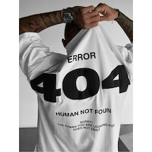 Startmore Startmore Unisex Error 404 Not Foun Baskılı Oversize %100 Pamuk Beyaz