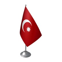 Masa Üstü Osmanlı Devleti Bayrağı Krom Direk Masa Bayrak Seti