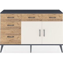 Arges Konsol 2 Raflı 5 Çekmeceli 2 Kapaklı 132x30x83 Antrasit-aytaşı/çam Aytaşı/çam