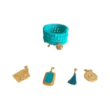 Charm Detaylı Spiral Bileklik Turkuaz Mavi - 652199099 Mavi - 652199099 Mavi