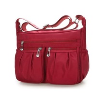 Ganzhoushop Yeni Tasarımcı Su Red Omuz Naylon Moda Messenger Kadınlar İçin Geçirmez Fermuarlı Çapraz Çantaları Çantalar Çanta Çanta Bayan Pq Kırmızı
