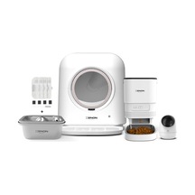 Xenon Smart Akıllı Otomatik Kedi Tuvaleti Mama Kabı Çelik Su Pınarı İç Mekan Kamera Ve Yedek Filtre 5'li Pet Ürünleri Seti